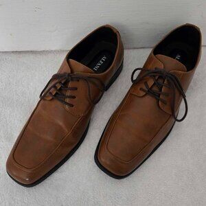 Alfani Mens Ralphie brown leather look square toe dress shoe 9.5